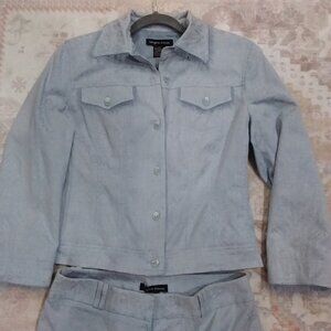 Margaret Frances Jaccard Damask Fringed Jacket & Pants Baby Blue Size 8